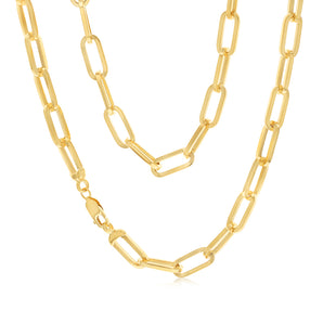 9ct Yellow Gold Silver Filled Solid Paperclip 55cm Chain