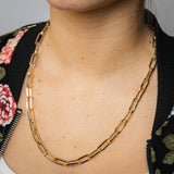 9ct Yellow Gold Silver Filled Solid Paperclip 55cm Chain