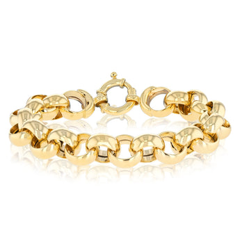 9ct Yellow and White Gold Silverfilled Two-Toned Hollow Belcher 20cm Bracelet