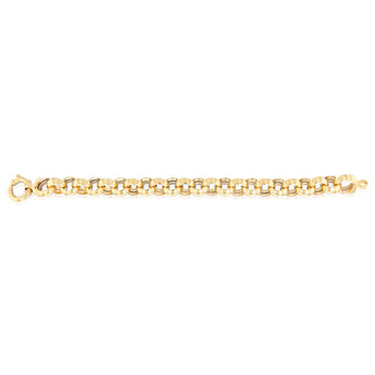 9ct Yellow and White Gold Silverfilled Two-Toned Hollow Belcher 20cm Bracelet