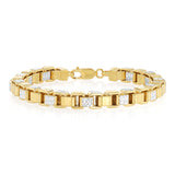 9ct Yellow and White Gold Two-Toned Silverfilled Solid 20cm Bracelet