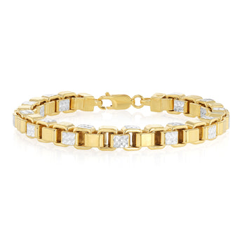 9ct Yellow and White Gold Two-Toned Silverfilled Solid 20cm Bracelet