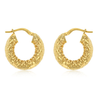 9ct Yellow Gold Silverfilled Sparkle Hoop 10mm Earrings