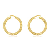 9ct Yellow Gold Silverfilled Sparkle Hollow 30mm Hoop Earrings