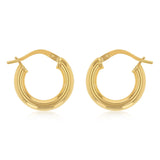 9ct Yellow Gold Silverfilled Hollow 10mm Hoop Earrings