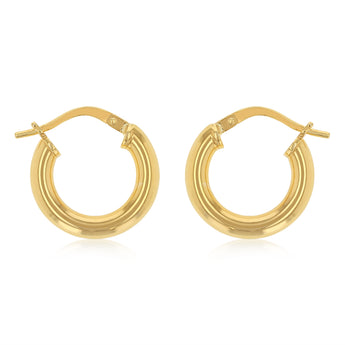 9ct Yellow Gold Silverfilled Hollow 10mm Hoop Earrings
