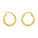 9ct Yellow Gold Silverfilled Hollow 15mm Hoop Earrings