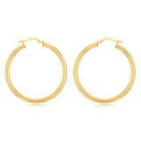 9ct Yellow Gold Silverfilled Hollow 30mm Hoop Earrings
