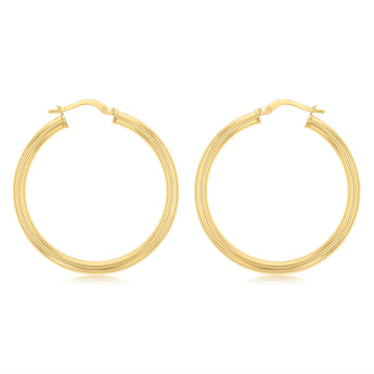 9ct Yellow Gold Silverfilled Hollow 30mm Hoop Earrings