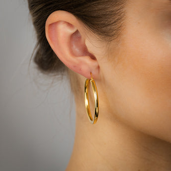 9ct Yellow Gold Silverfilled Hollow 30mm Hoop Earrings