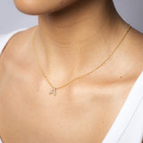9ct Yellow Gold Silverfilled Cubic Zirconia Initial Letter "A" Pendant On Chain