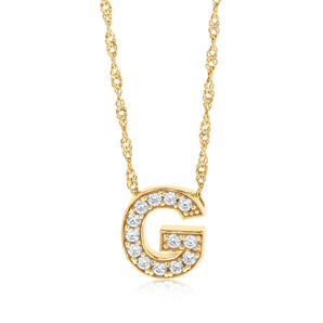 9ct Yellow Gold Silverfilled Cubic Zirconia Initial Letter Pendant On Chain
