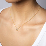 9ct Yellow Gold Silverfilled Cubic Zirconia Initial Letter "H" Pendant On Chain