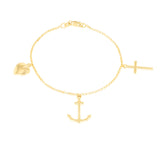 9ct Silverfilled Heart-Anchor-Cross Charm Fancy Bracelet