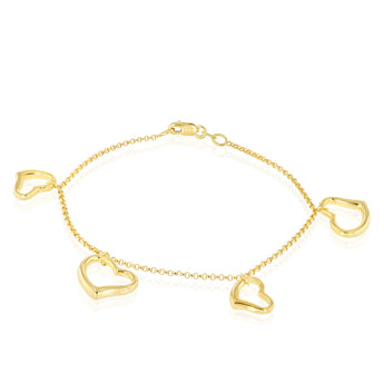 9ct Silverfilled Heart Charm Fancy Bracelet