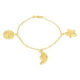 9ct Silverfilled Sun Moon Star Charm Fancy Bracelet