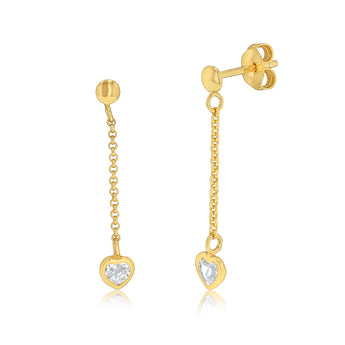 9ct Silverfilled CZ Heart Shaped Drop Earrings