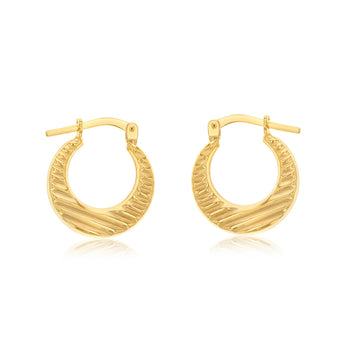 9ct Yellow Gold Silverfilled Textured Hoop Earrings