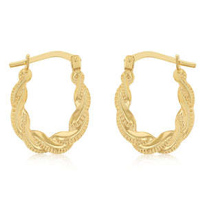 9ct Yellow Gold Silverfilled Twisted Horseshoe Hoop Earrings