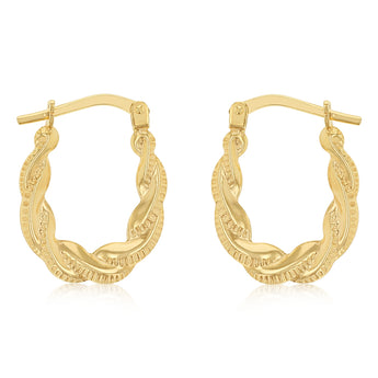 9ct Yellow Gold Silverfilled Twisted Horseshoe Hoop Earrings