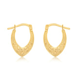 9ct Yellow Gold Silverfilled Fancy Heart Hoop Earrings
