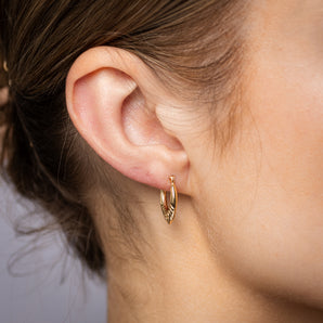 9ct Yellow Gold Silverfilled Fancy Heart Hoop Earrings