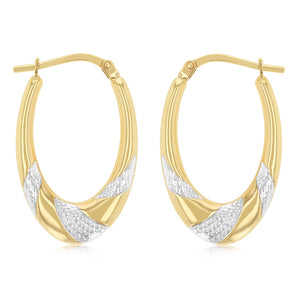 9ct Two Tone Silverfilled Creole Hoop Earrings