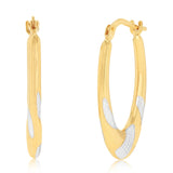 9ct Two Tone Silverfilled Creole Hoop Earrings