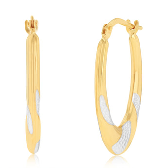 9ct Two Tone Silverfilled Creole Hoop Earrings