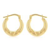 9ct Yellow Gold Silverfilled Fancy Heart Hoop Earrings