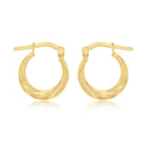 9ct Yellow Gold Silverfilled Twisted Hoop Earrings