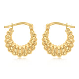 9ct Yellow Gold Silverfilled Textured Hoop Earrings
