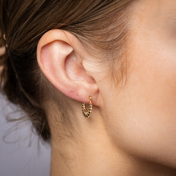 9ct Yellow Gold Silverfilled Textured Hoop Earrings