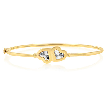 9ct Yellow Gold Silverfilled Heart Bangle