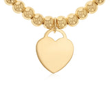 9ct Yellow Gold Silverfilled Beaded Bracelet with Heart Charm