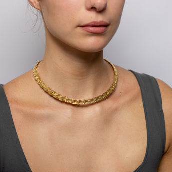 9ct Two Tone Gold Silver Filled Herringbone Chain Necklace