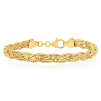 9ct Yellow Gold Silverfilled Braided Herringbone Bracelet