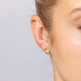 9ct Yellow Gold Silverfilled Fancy CZ Stud Earrings