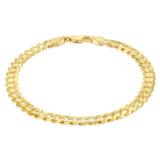 9ct Yellow Gold Silverfilled Curb Concave Lightweight 130 Gauge 19cm Bracelet