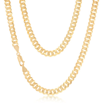 9ct Yellow Gold Silver Filled Curb Concave Lightweight 130 Gauge 50cm Chain