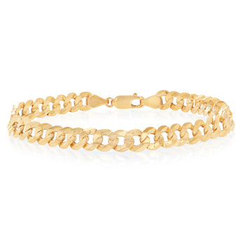 9ct Yellow Gold Silverfilled Curb Concave Lightweight 150 Gauge 21cm Bracelet