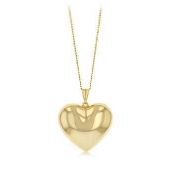 9ct Yellow Gold Silverfilled Polished Puffed Heart Pendant