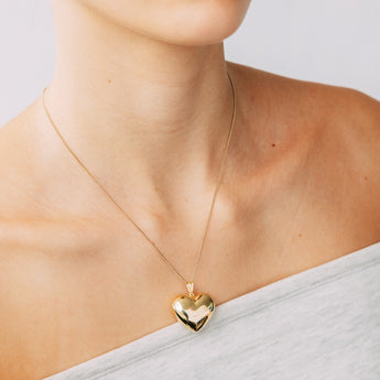 9ct Yellow Gold Silverfilled Polished Puffed Heart Pendant