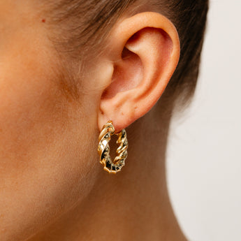 9ct Yellow Gold Silverfilled Fancy Twist Hoop Earrings
