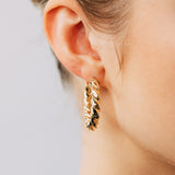 9ct Yellow Gold Silverfilled Fancy Twist Hoop Earrings