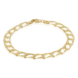 14ct Yellow Gold Silver Filled Fancy Long Link 19cm Bracelet