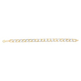 14ct Two Tone Yellow and White Gold Silver Filled Fancy Long Linked 19cm Bracelet