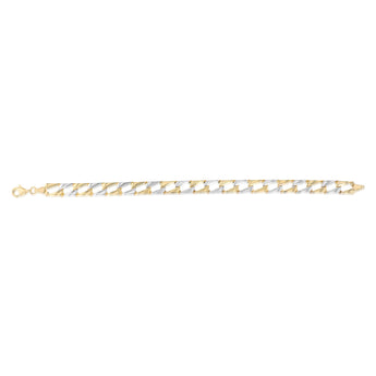 14ct Two Tone Yellow and White Gold Silver Filled Fancy Long Linked 19cm Bracelet