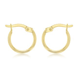 9ct Yellow Gold Silver Filled Plain 10mm Hoop Earrings