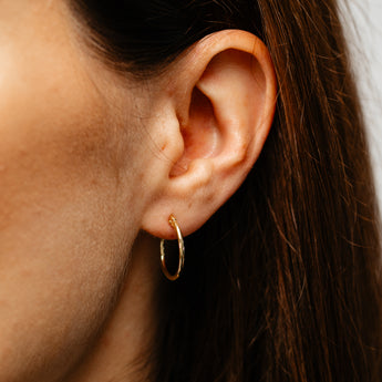 9ct Yellow Gold Silver Filled Plain 15mm Hoop Earrings